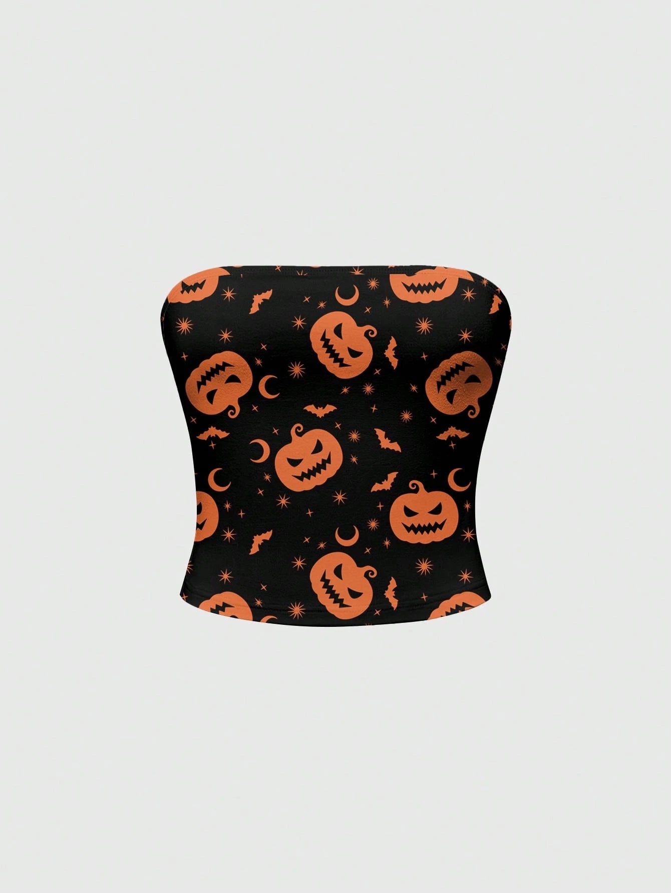 Goth Pumpkin Bat Halloween Sexy Backless Tube Top