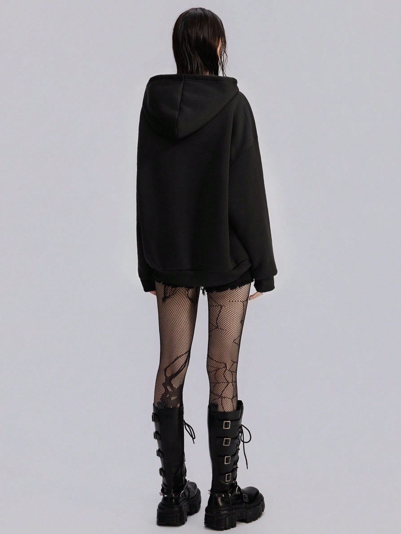 Goth Punk Casual Letter Print Drawstring Hoodie