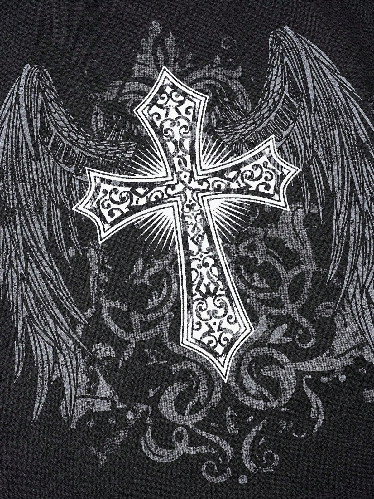 Goth Wing Cross Print Men's Casual Sweatshirt