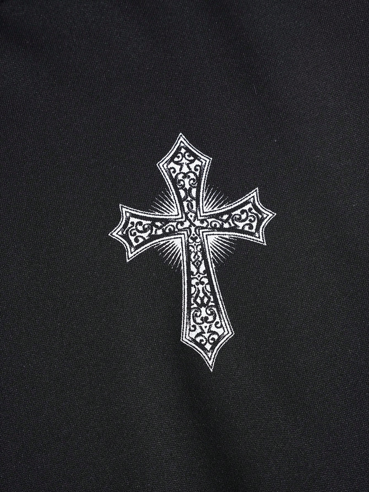 Goth Wing Cross Print Men's Casual Sweatshirt