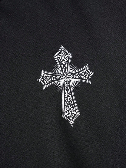 Goth Wing Cross Print Men's Casual Sweatshirt