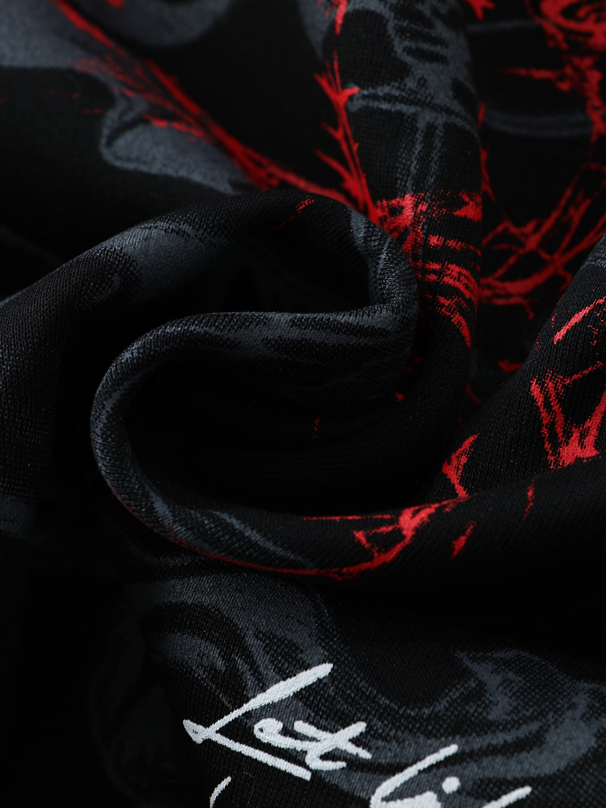 Gothic Angel Red Print Black Polyester Hoodie