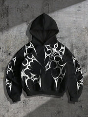Gothic Cross Print Pullover Hoodie