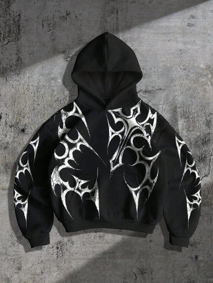Gothic Cross Print Pullover Hoodie