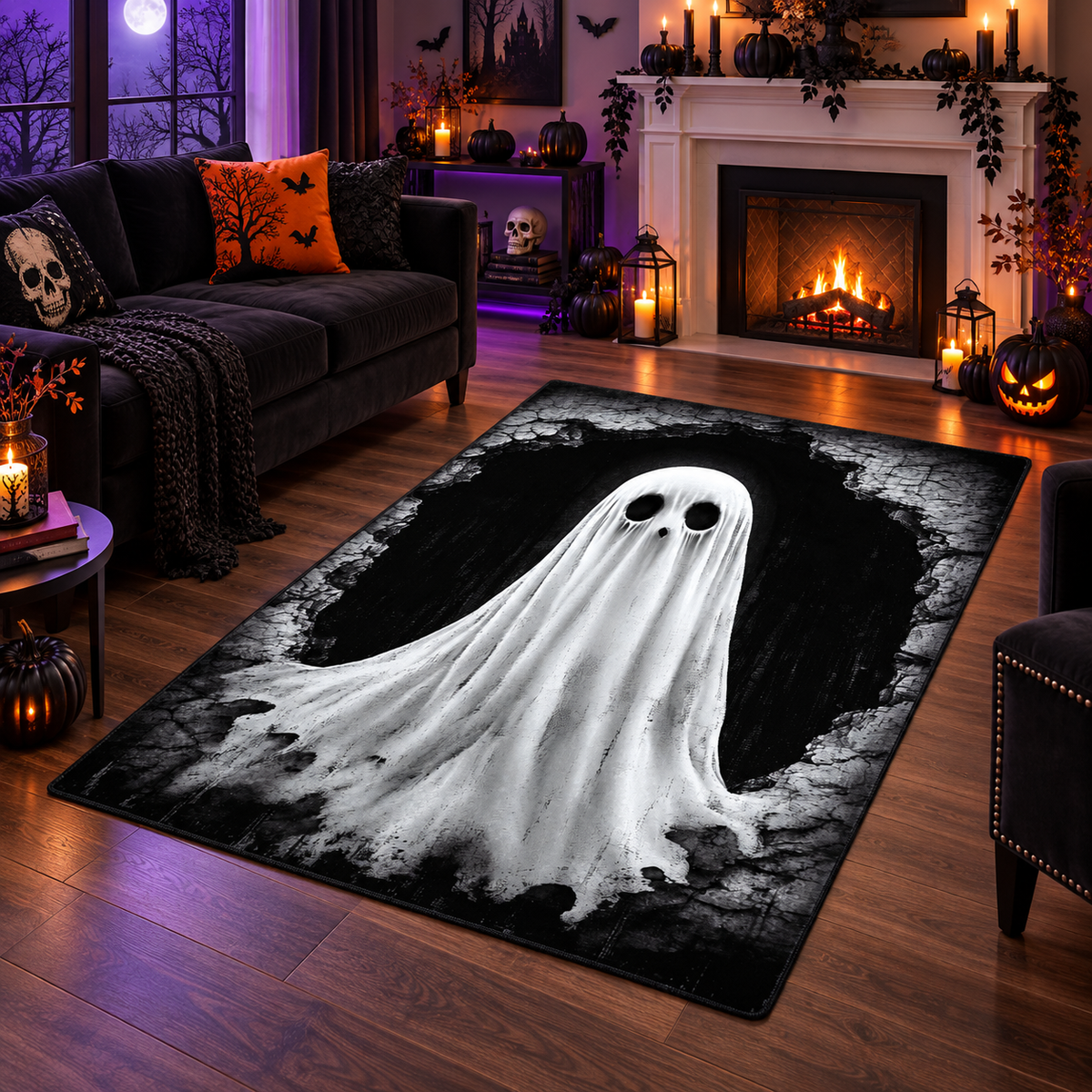 Gothic Crushed Ghost Area Rug Halloween Rug