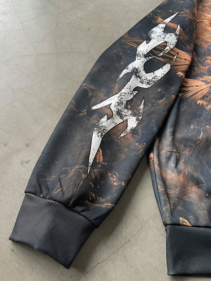 Gothic Freedom Oil Painting Graphic Pullover Hoodie
