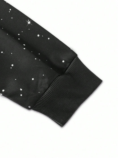 Gothic Graphic Spider Web Print Hoodie
