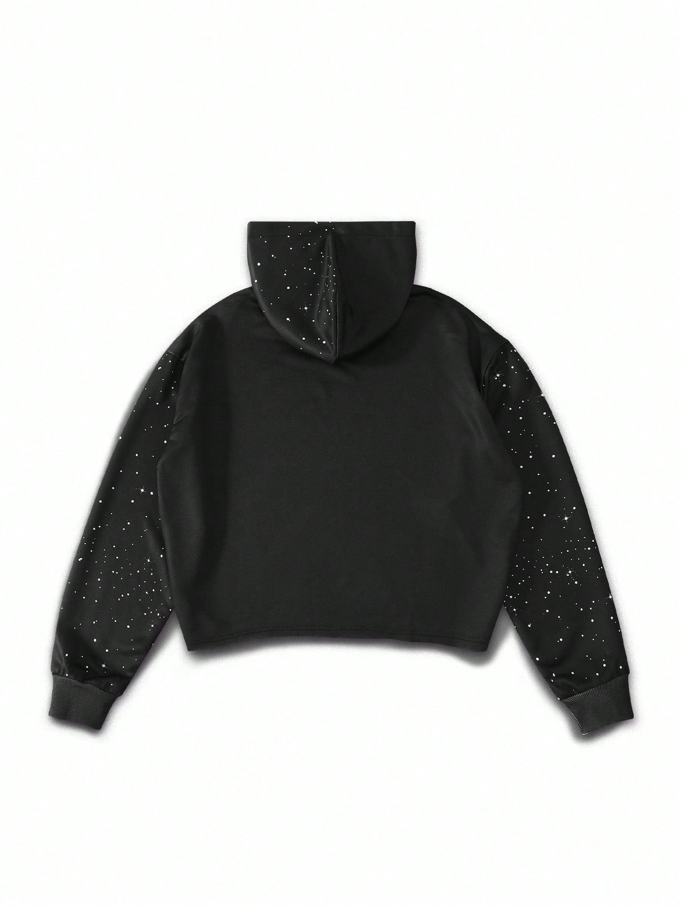 Gothic Graphic Spider Web Print Hoodie