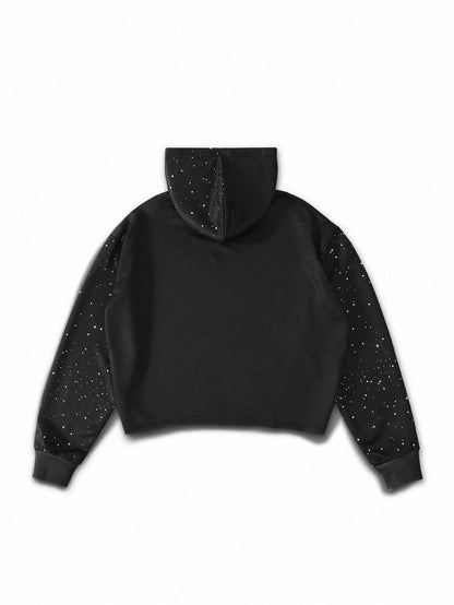 Gothic Graphic Spider Web Print Hoodie