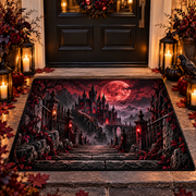 Gothic Halloween Vampire Castle Gate Doormat Spooky Decor