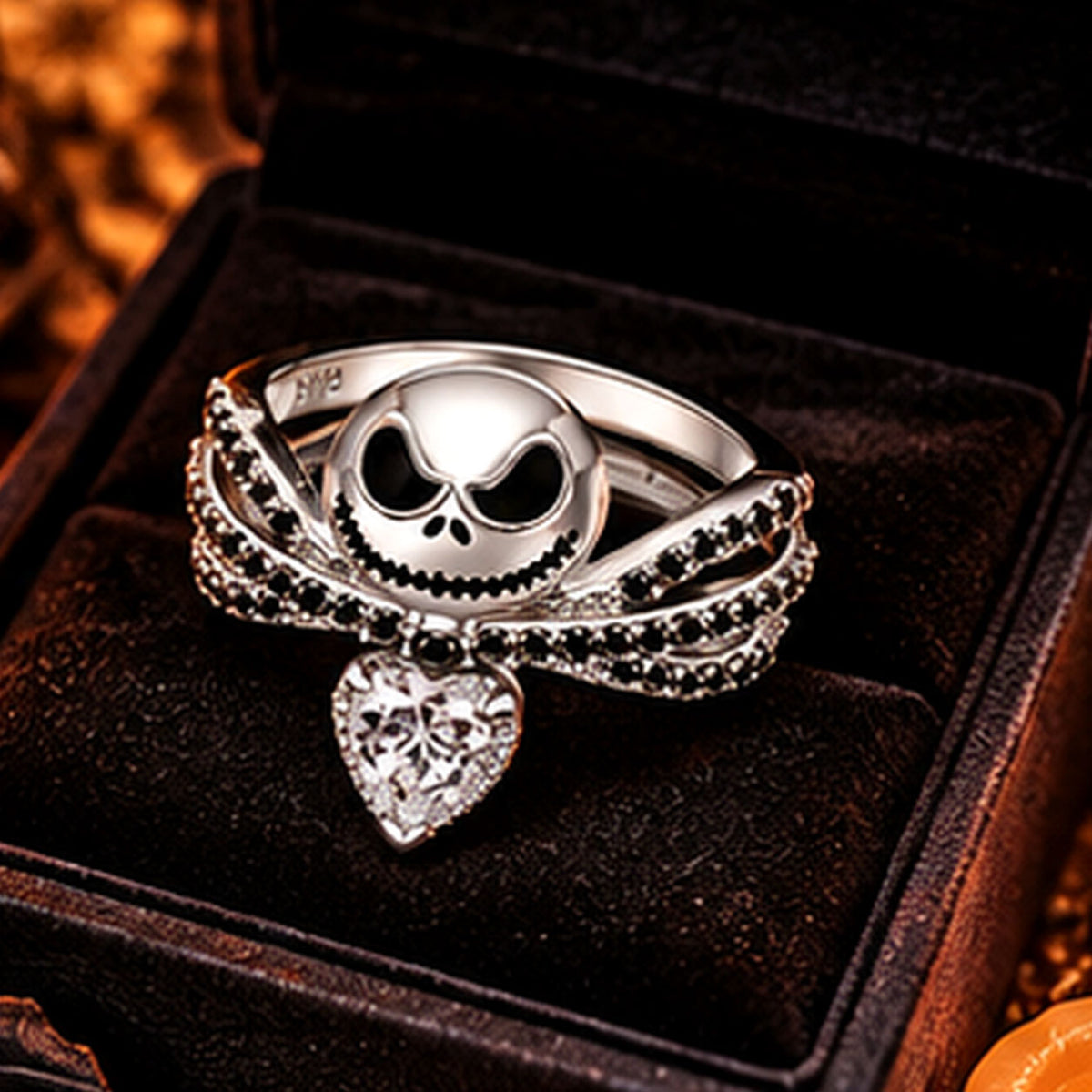 Gothic Jack Skellington Heart Ring