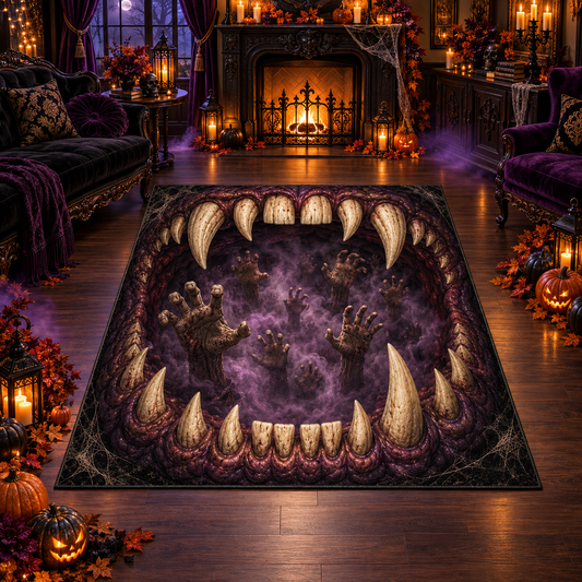 Gothic Monster Mouth Halloween Area Rug