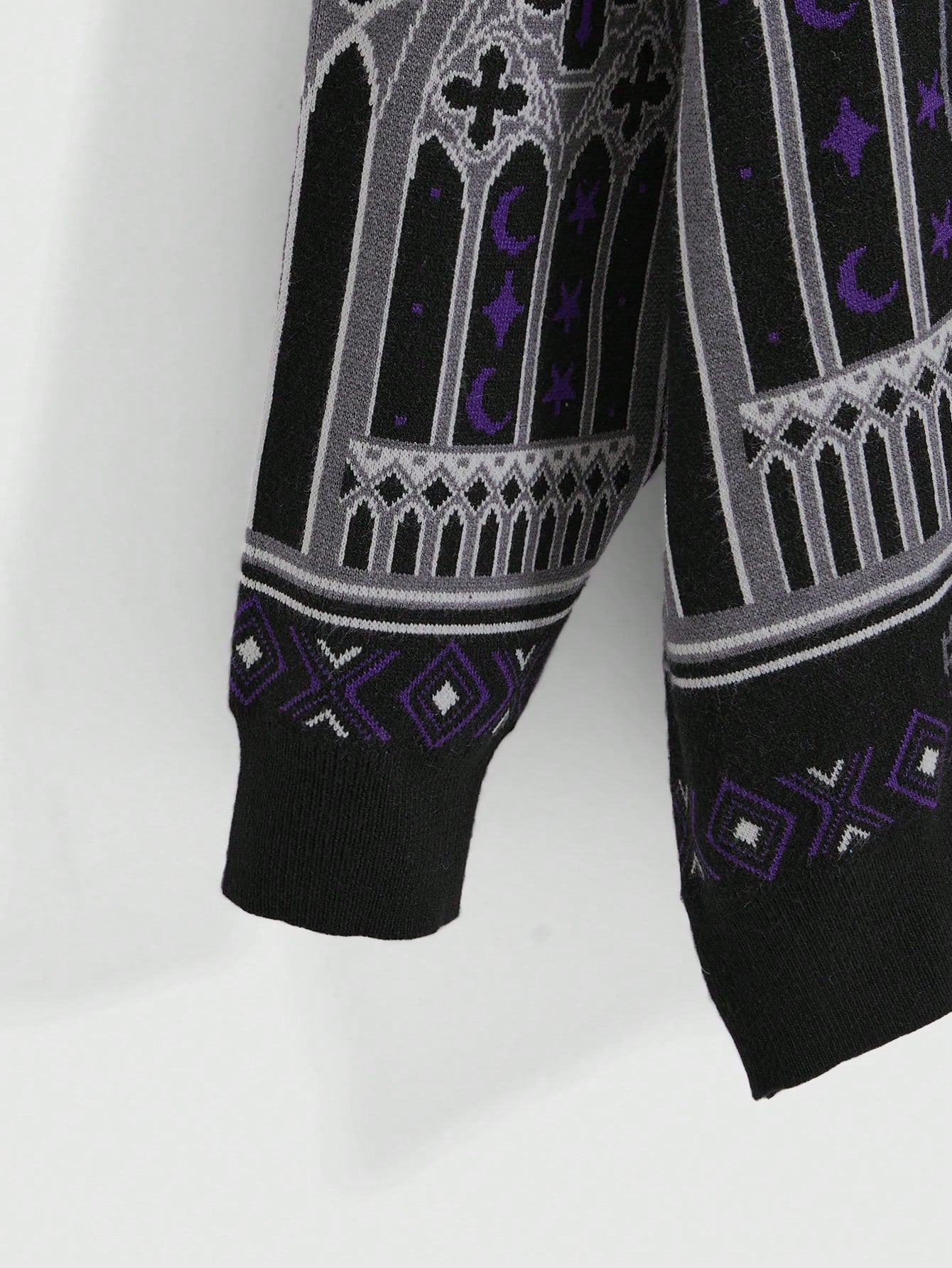 Gothic Skull Black Cat Cross Knit Sweater