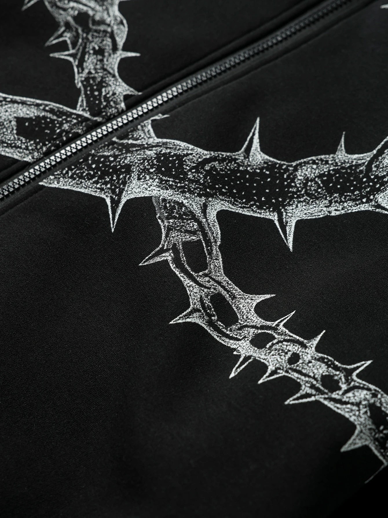 Gothic Thorn Chain Oversized Zip Hoodie