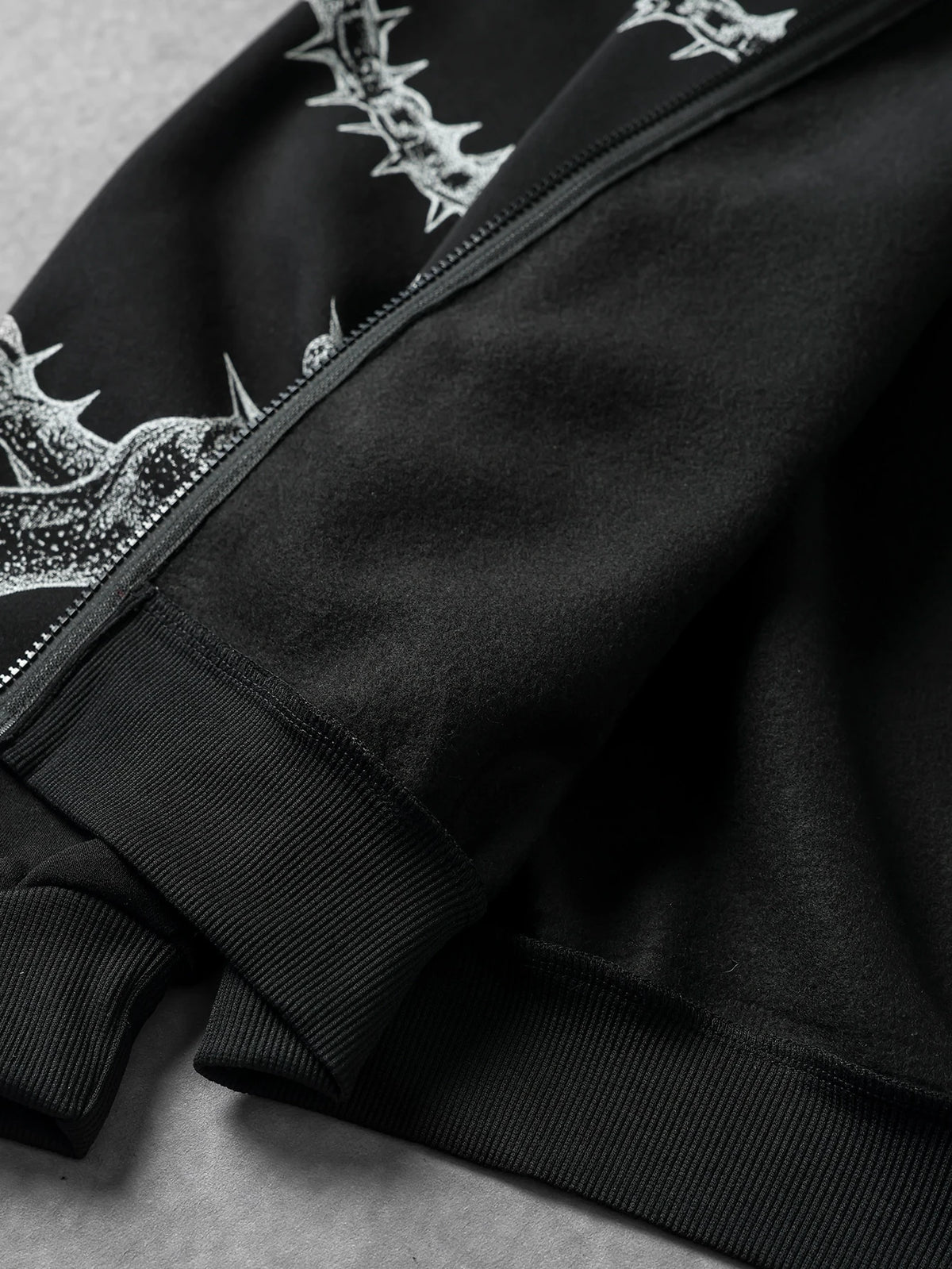Gothic Thorn Chain Oversized Zip Hoodie