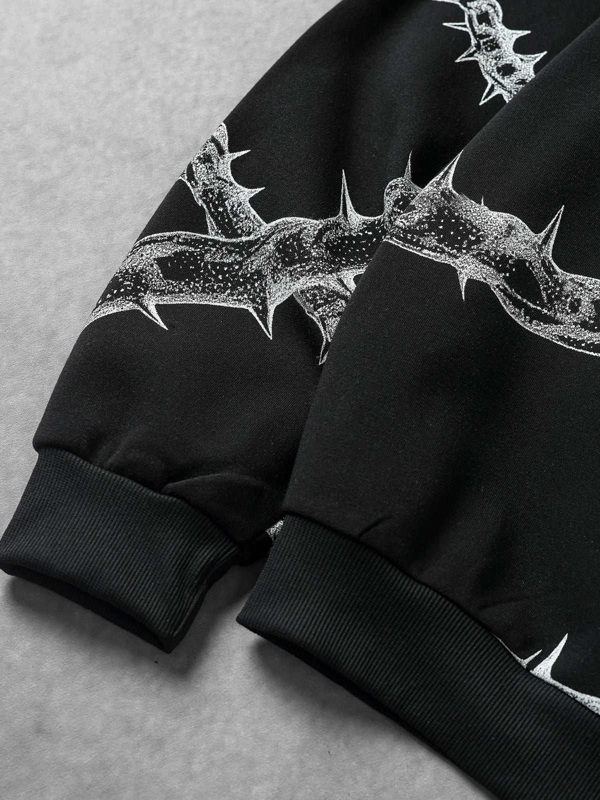 Gothic Thorn Chain Oversized Zip Hoodie