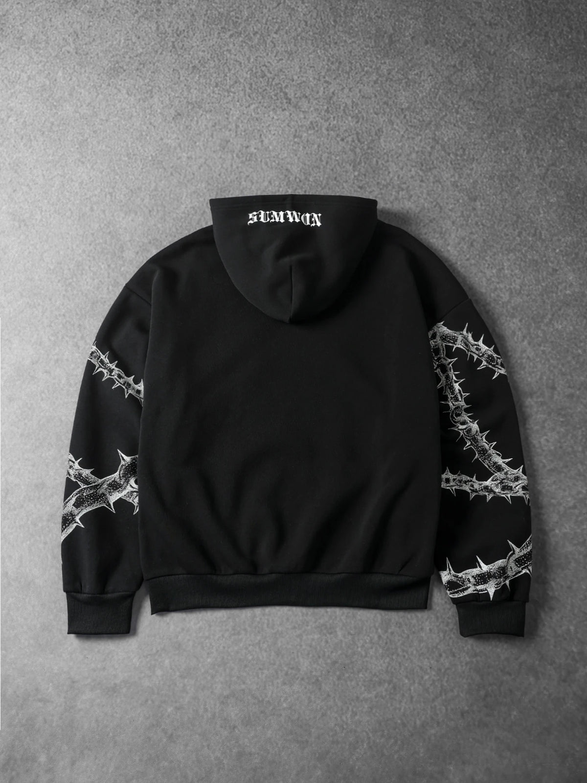 Gothic Thorn Chain Oversized Zip Hoodie