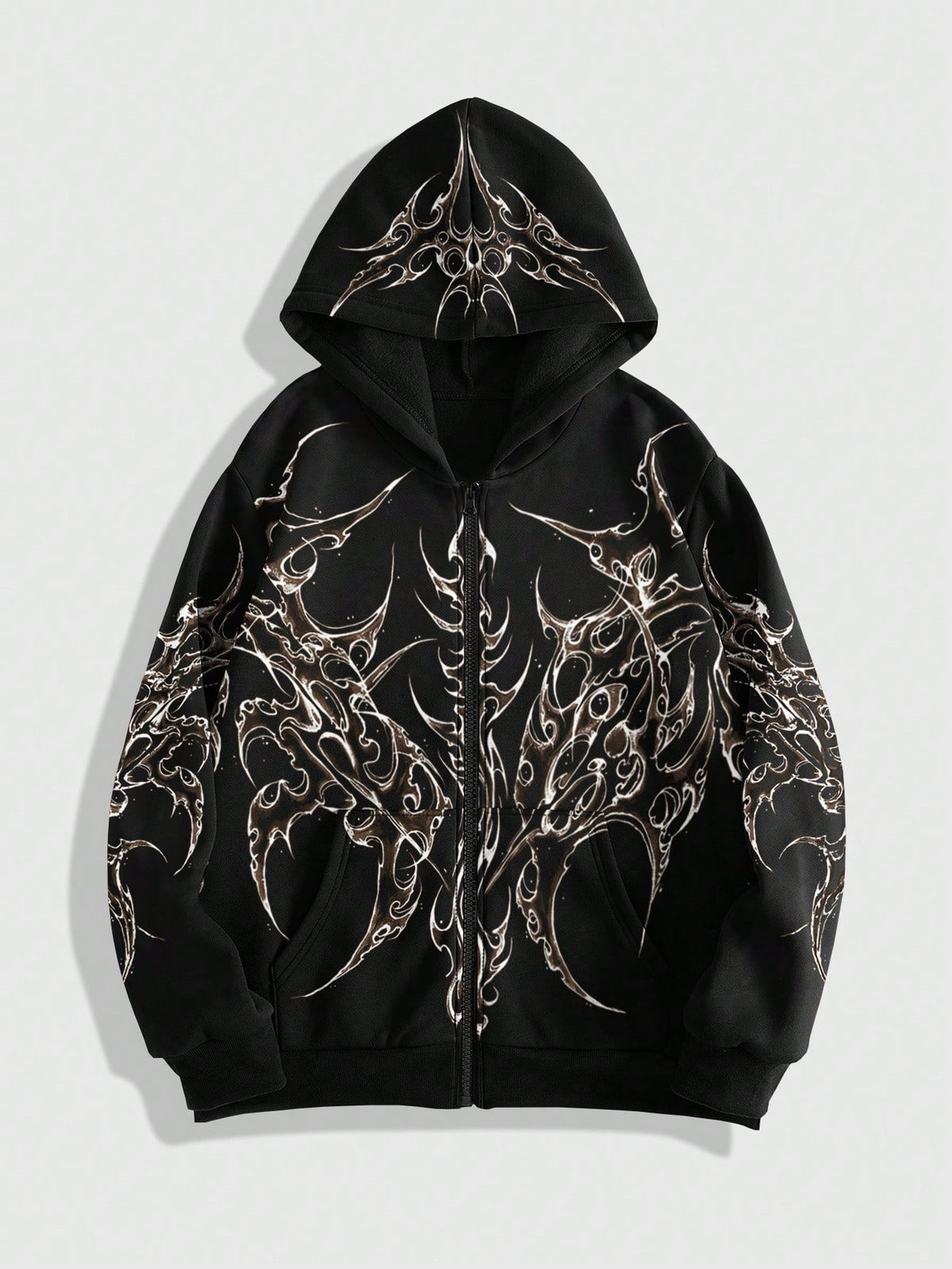 Gothic Tribal Print Men's Zip-Up Hoodie