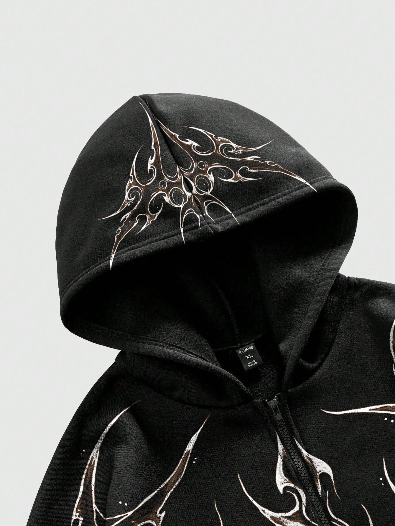Gothic Tribal Print Men's Zip-Up Hoodie