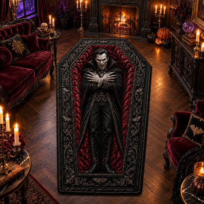 Gothic Vampire Coffin Halloween Area Rug