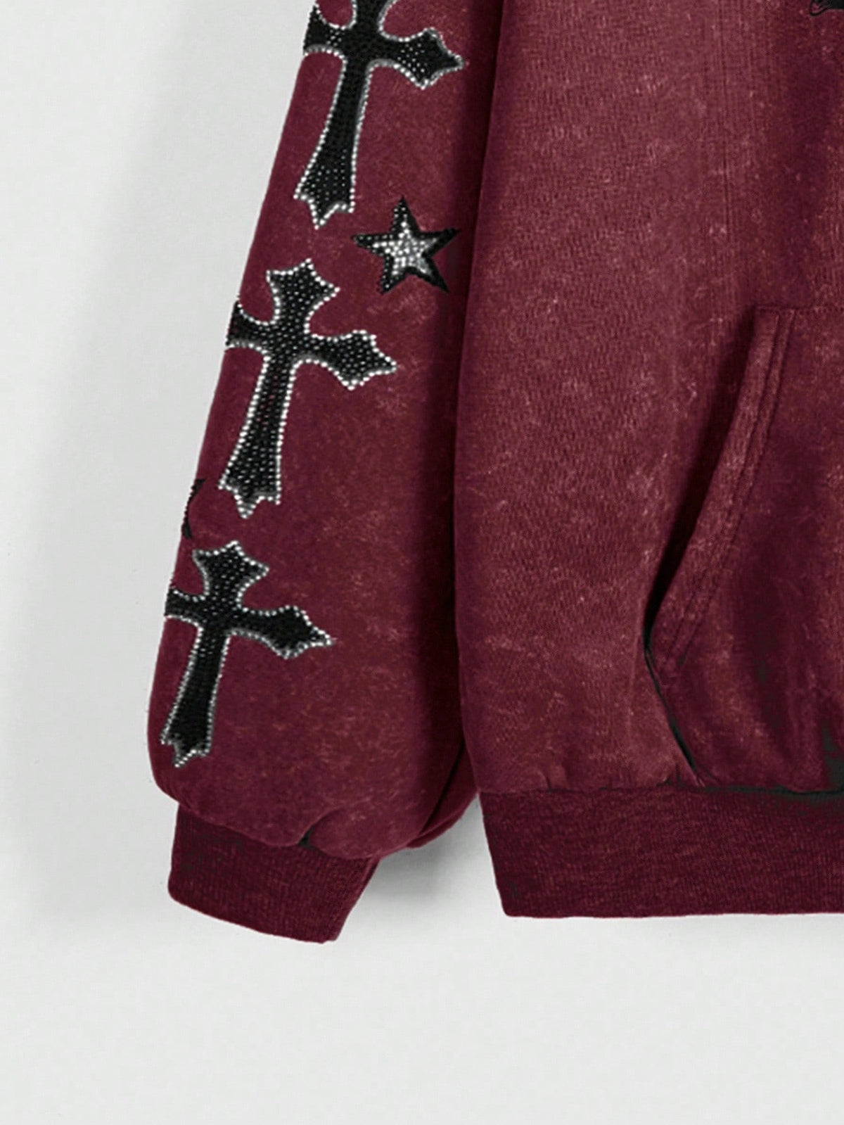Gothic Winged Cross Faux Fur Hood Zip Up Hoodie