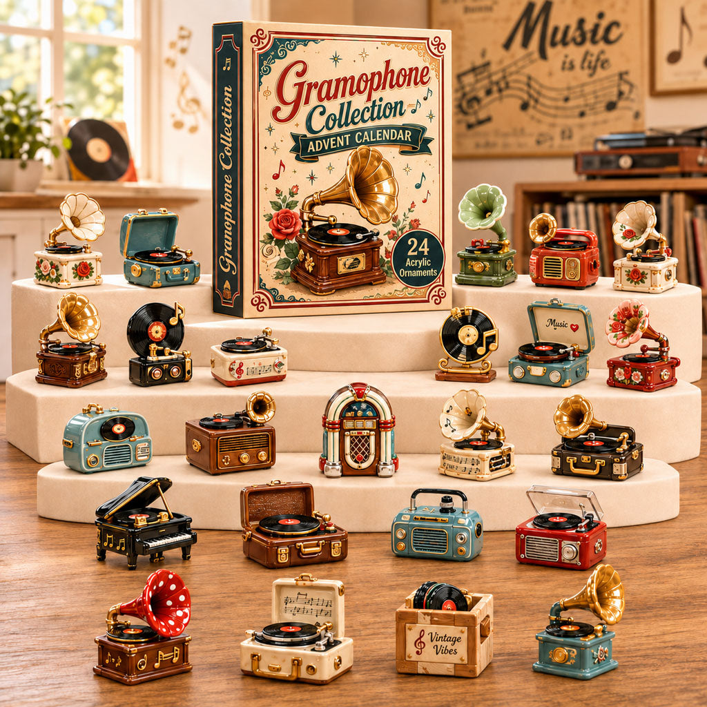CHRISTMAS KICKOFF 40% OFF - Gramophone Collection Advent Calendar 2026 - 24-Day Festive Countdown, Acrylic Charms Blind Box - Gift For Vinyl Record Player Lovers AC0TH214