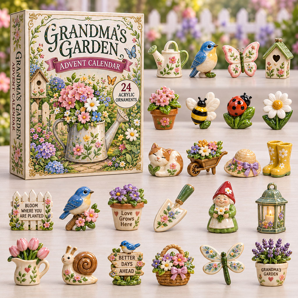 CHRISTMAS KICKOFF 40% OFF - Grandmas Garden Advent Calendar 2026 - 24-Day Festive Countdown, Acrylic Charms Blind Box - Gift For Gardening Lovers AC0TM043