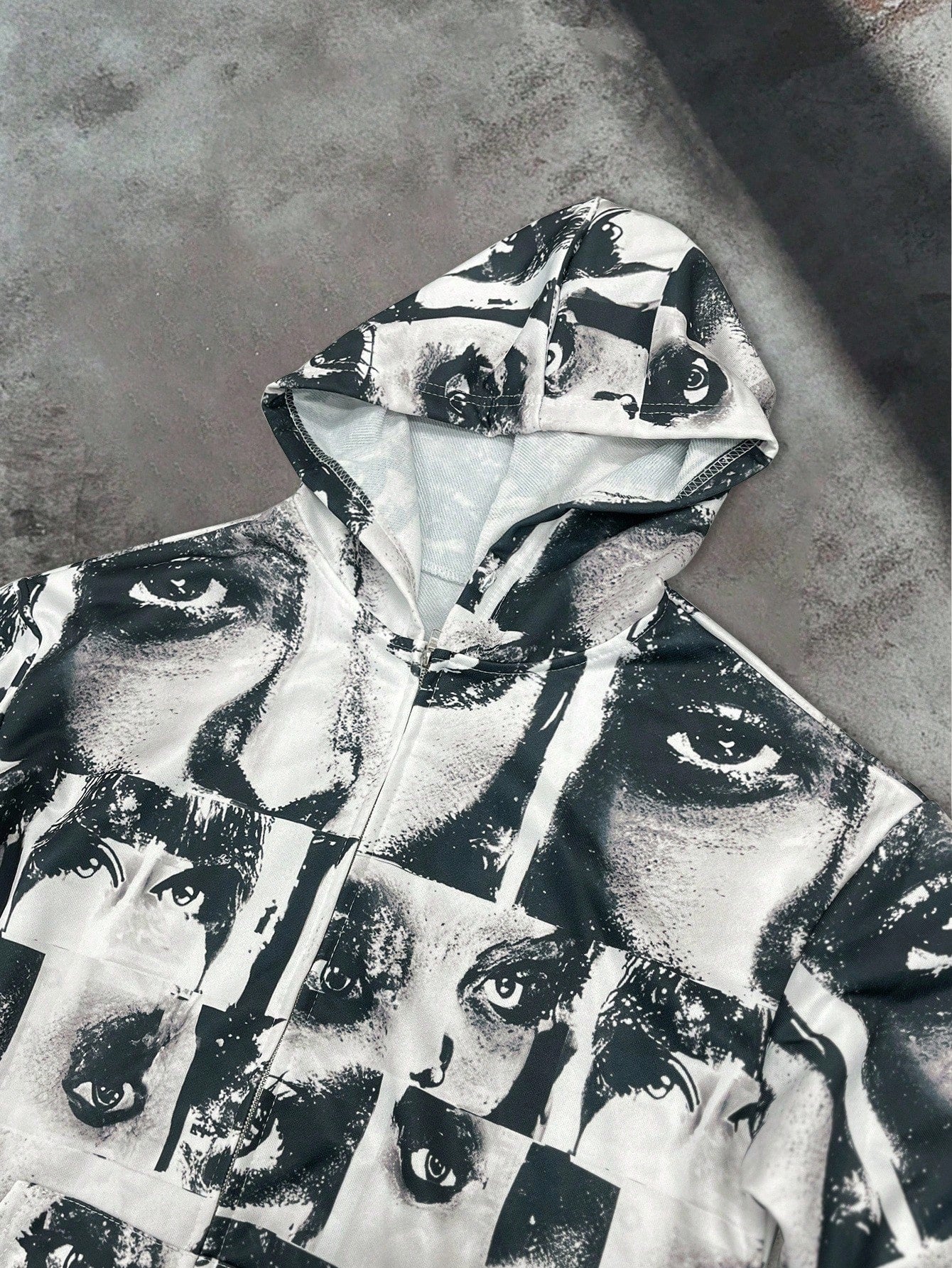 Graphic Eyes Print Men's Zip-Up Hoodie