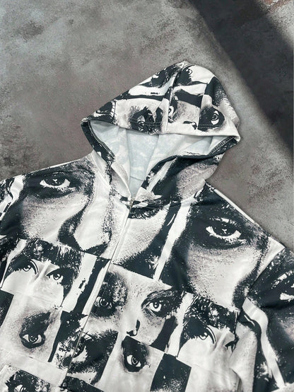 Graphic Eyes Print Men's Zip-Up Hoodie