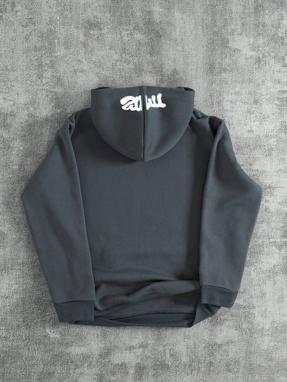 Gray Graphic Hoodie Light Blue Star & SMT Print
