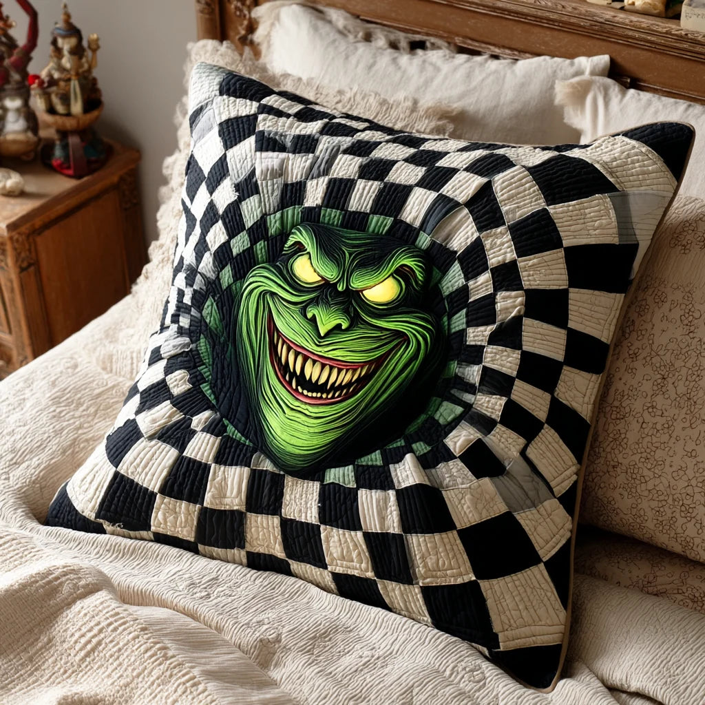 Green Monster Halloween Quilted Pillow Case