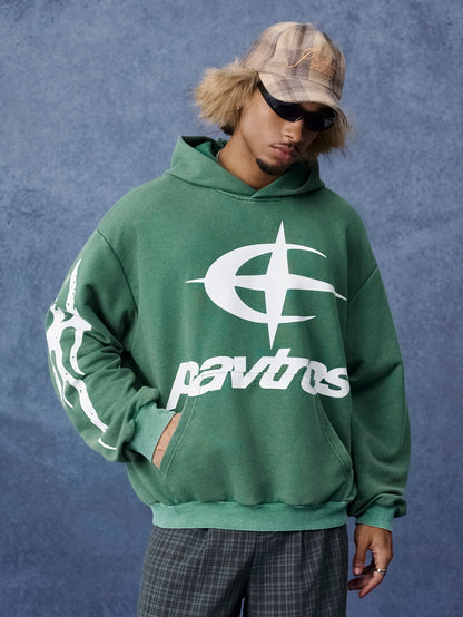 Green Oversized Graphic Hoodie