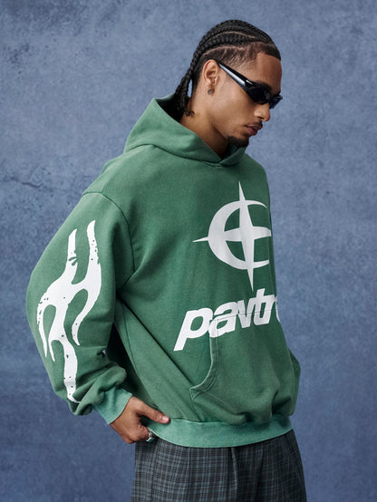 Green Oversized Graphic Hoodie