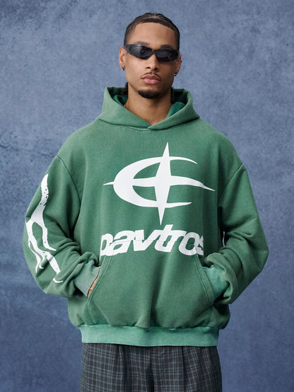 Green Oversized Graphic Hoodie