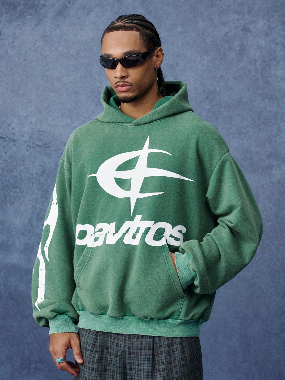 Green Oversized Graphic Hoodie