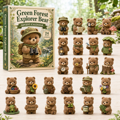 CHRISTMAS KICKOFF 40% OFF - Green Forest Explorer Bear Advent Calendar 2026 - 24-Day Festive Countdown, Acrylic Charms Blind Box - Gift For Bear Lovers AC0HA083