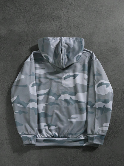 Grey Camo Arabic Script Full-Zip Hoodie