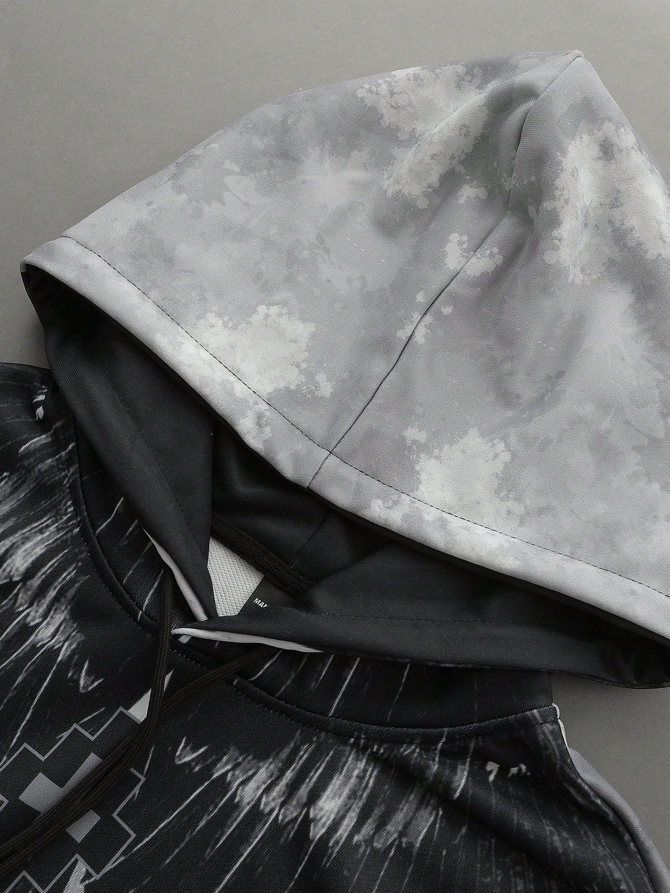 Grey Graphic Wing Cross Oversized Hoodie
