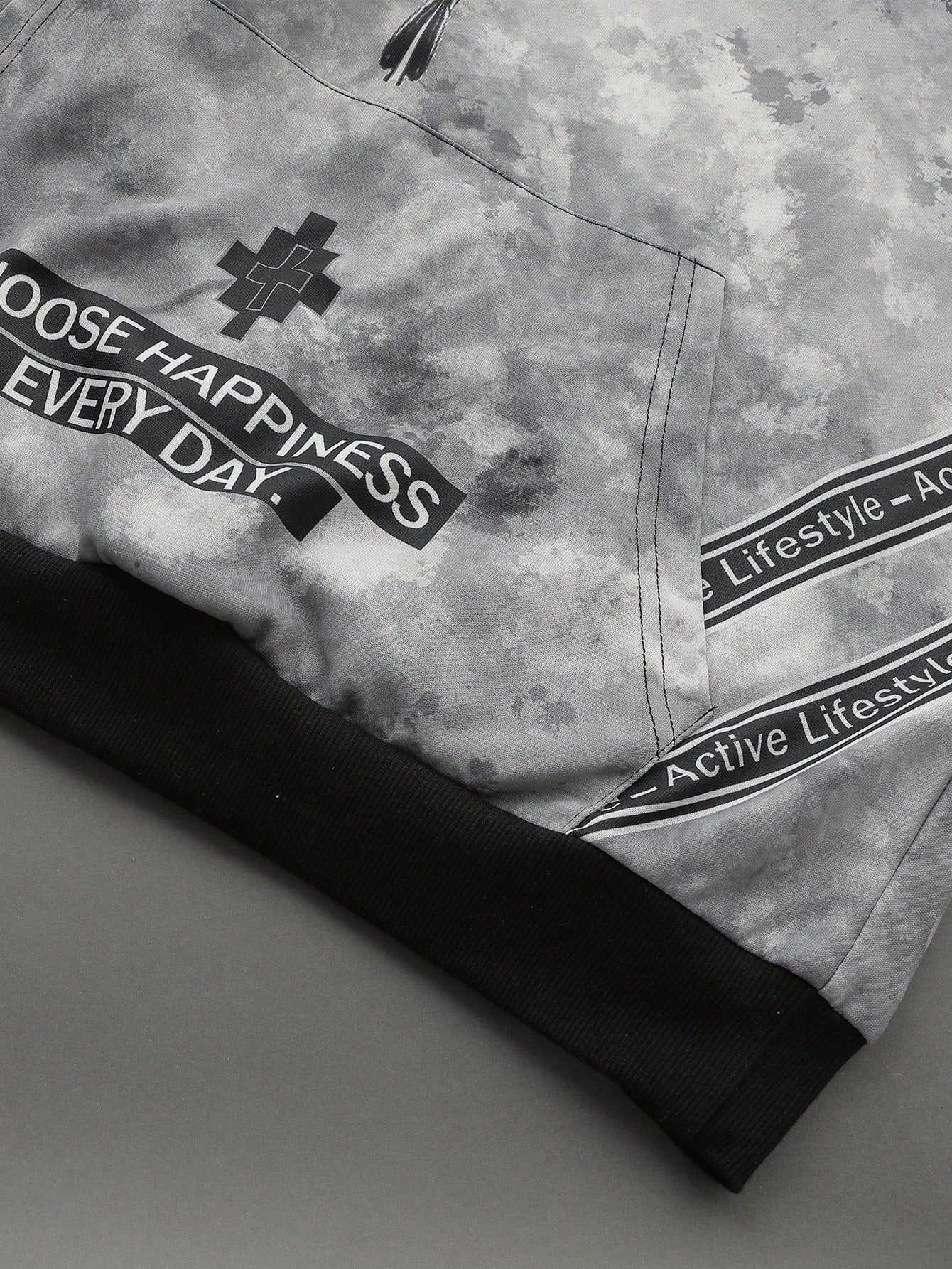 Grey Graphic Wing Cross Oversized Hoodie
