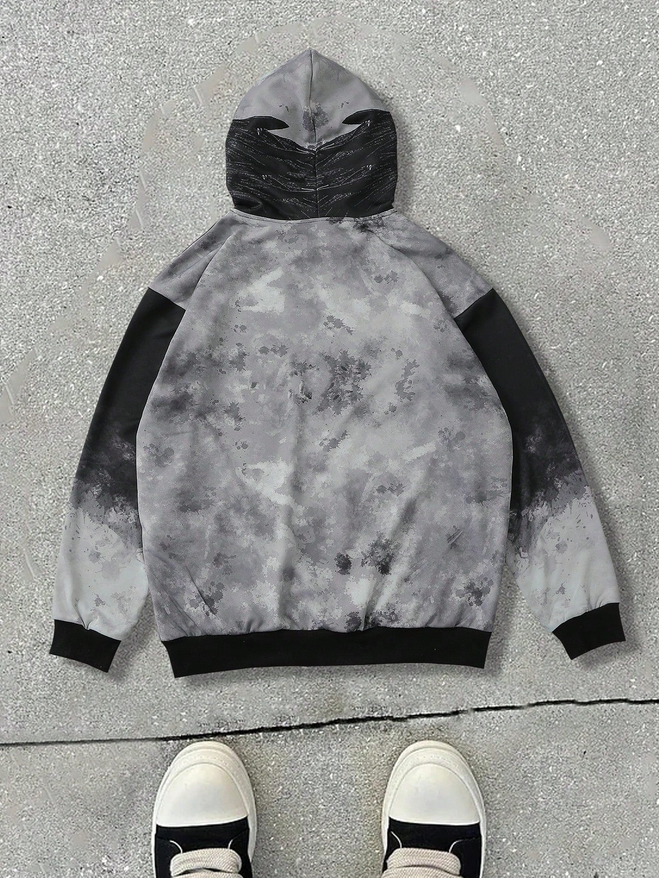 Grey Graphic Wing Cross Oversized Hoodie