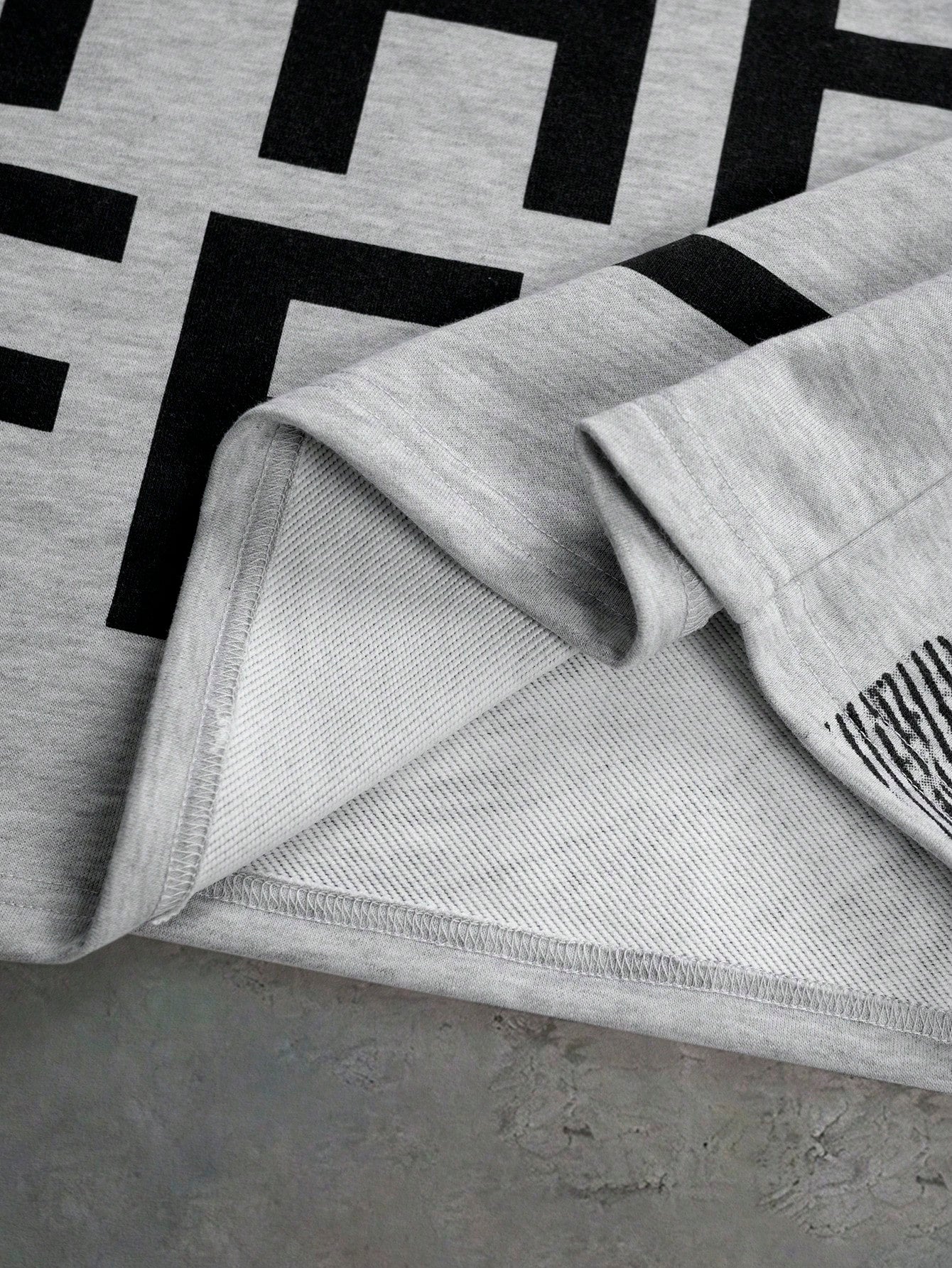 Grey Slogan Graphic Printed Pullover Hoodie