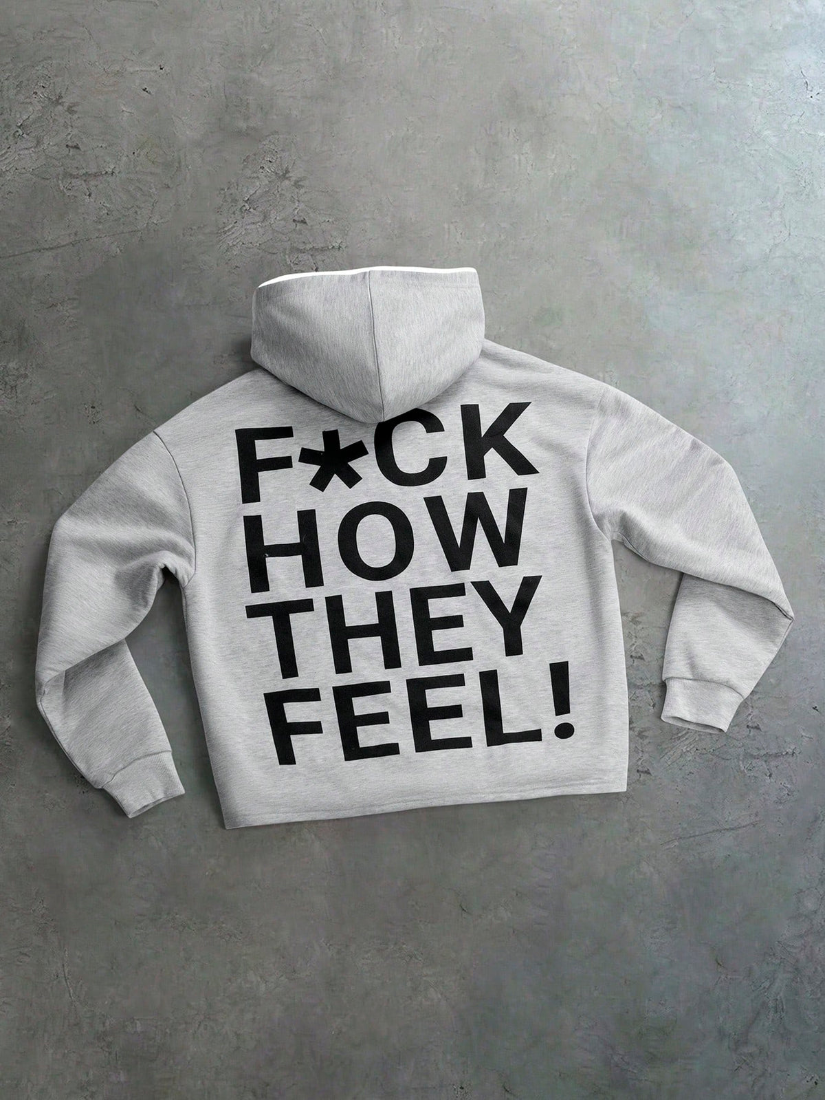 Grey Slogan Graphic Printed Pullover Hoodie