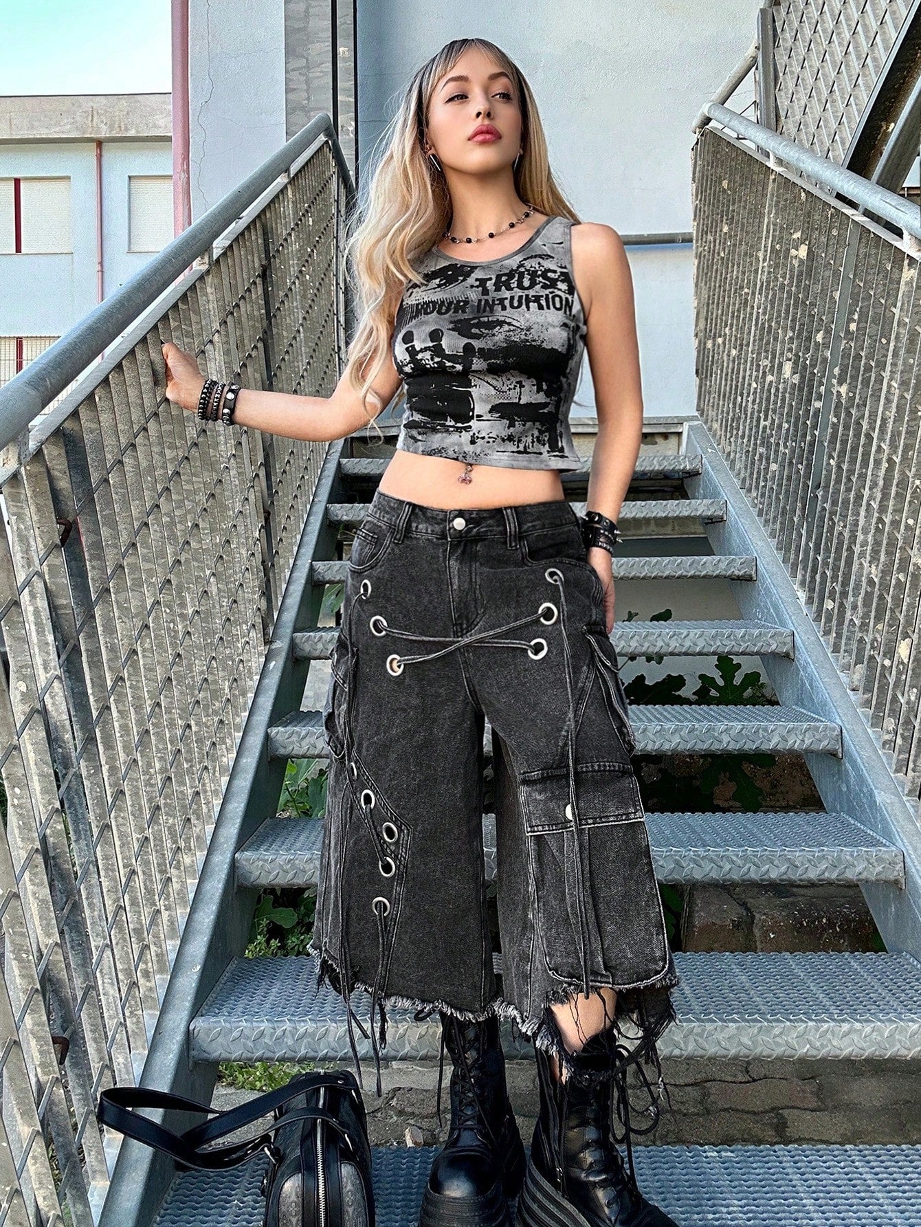 Grunge Punk Tie Dye Eye Tank Top