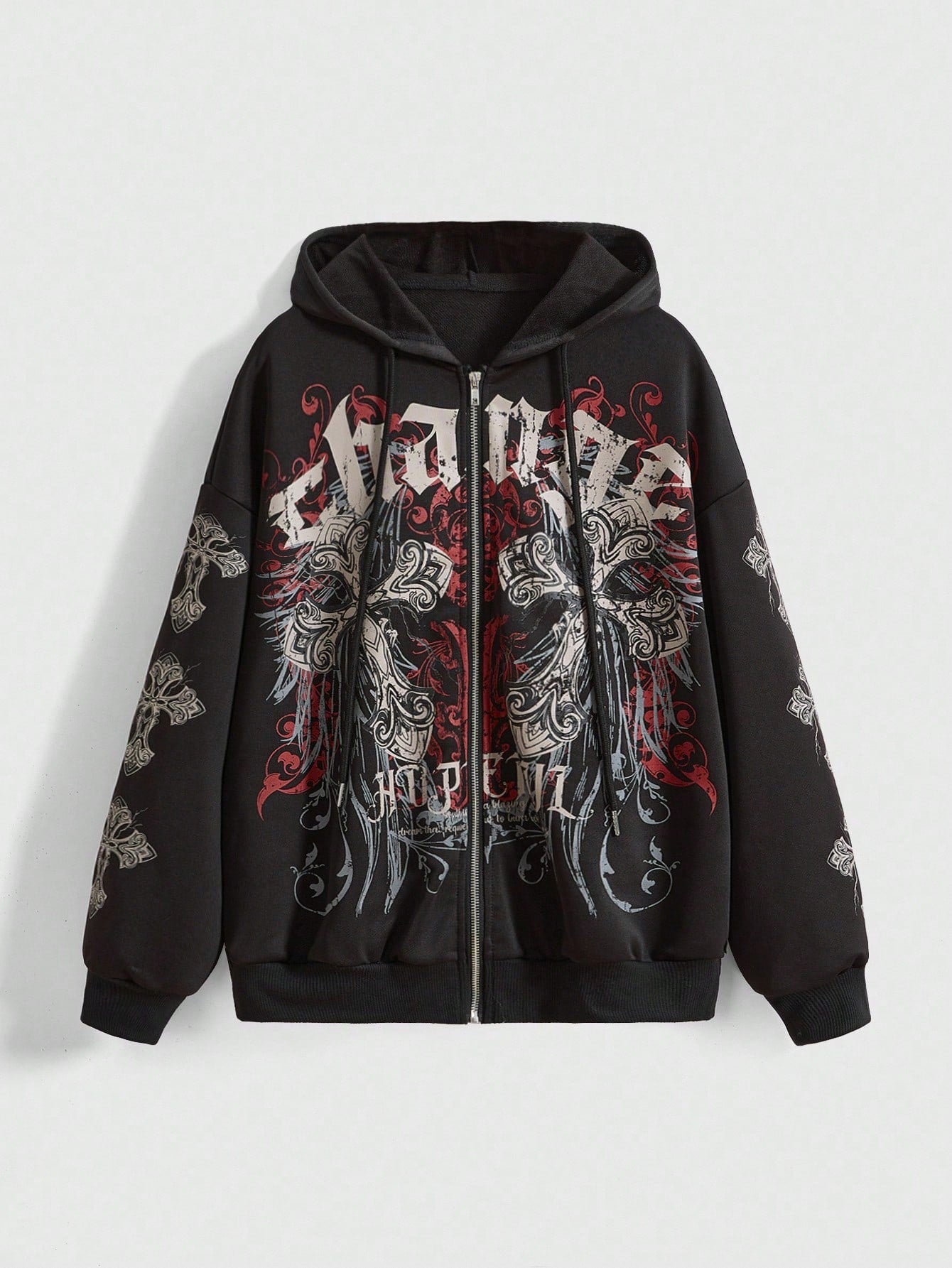 Grunge Y2K Vine Cross Open Hoodie