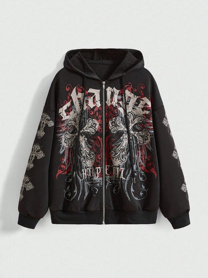 Grunge Y2K Vine Cross Open Hoodie
