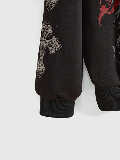 Grunge Y2K Vine Cross Open Hoodie