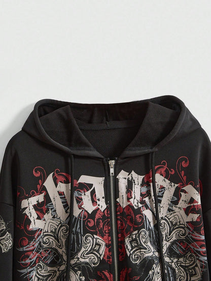 Grunge Y2K Vine Cross Open Hoodie