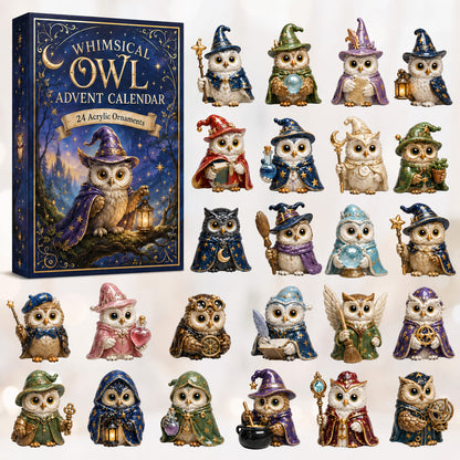HALLOWEEN KICKOFF 40% OFF - Whimsical Owl Wizard Advent Calendar 2026 - 24-Day Festive Countdown, Acrylic Charms Blind Box - Gift For Owl Lovers AC0HT368