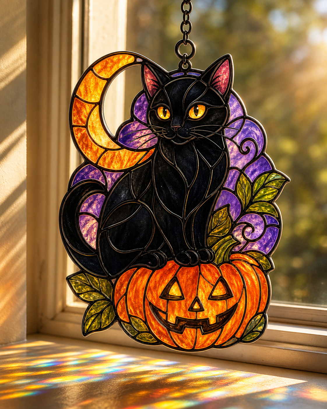 Halloween Acrylic Decor Black Cat Suncatcher