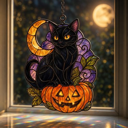 Halloween Acrylic Decor Black Cat Suncatcher